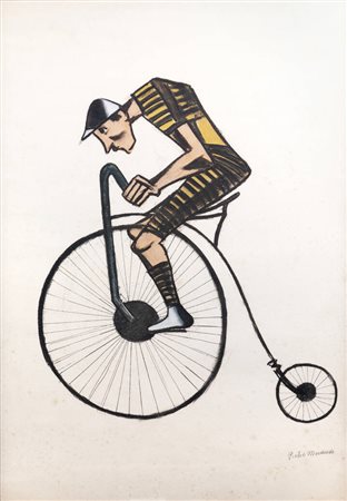 PIETRO MORANDO<BR>Alessandria 1892 - 1980<BR>"Ciclista in velocipede"