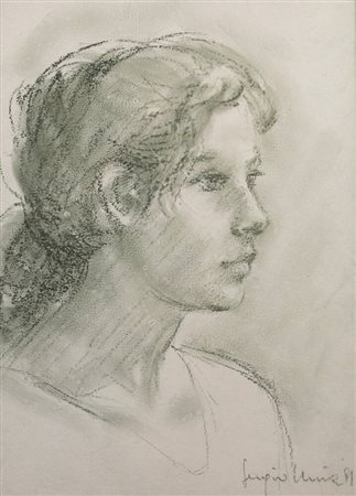 SERGIO UNIA<BR>Roccaforte di Mondovì (CN) 1943<BR>"Volto di fanciulla" 1991