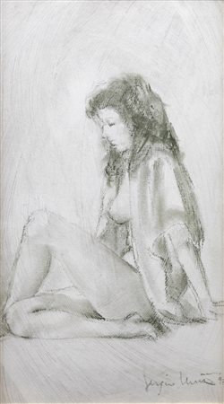 SERGIO UNIA<BR>Roccaforte di Mondovì (CN) 1943<BR>"Nudino di giovinetta seduta" 1991