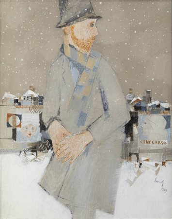 FERNANDO EANDI<BR>Torino 1926 - 2018<BR>"Figura con neve" 1983