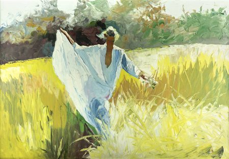 MARIO BERRINO<BR>Alassio (SV) 1920 - 2011<BR>"Donna in corsa nel campo"