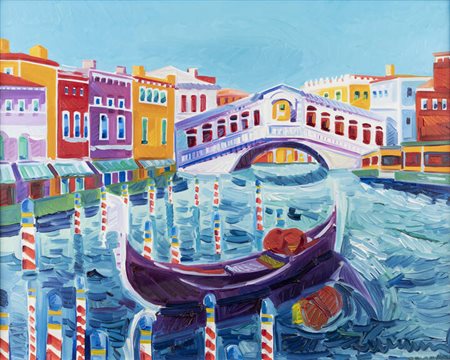 ATHOS FACCINCANI<BR>Peschiera del Garda 1951<BR>"La gondola racconta di un amore a Venezia"