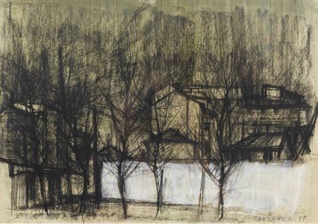 GIANCARLO CAZZANIGA<BR>Monza 1930<BR>"Paesaggio" 1957