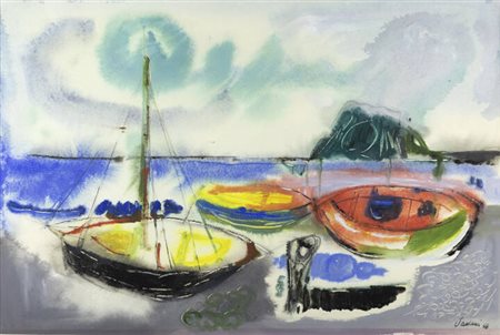 ENRICO PAULUCCI<BR>Genova 1901 - 1999 Torino<BR>"Barca rossa" 1968