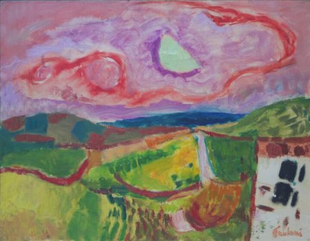 ENRICO PAULUCCI<BR>Genova 1901 - 1999 Torino<BR>"Langa, luna verde"