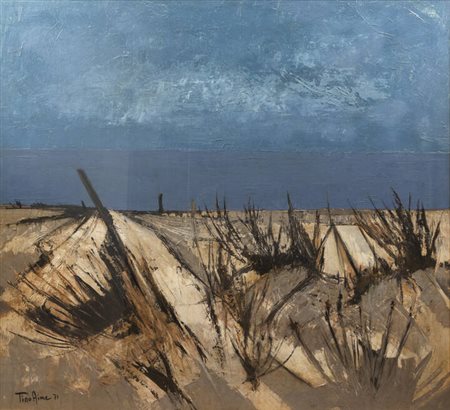 TINO AIME<BR>Cuneo 1931 - 2017 Gravere<BR>"Dune e mare nella Camargue" 1971