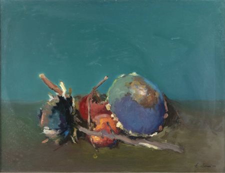 NICOLA SAMORI'<BR>Forlì 1977<BR>"Natura morta con cachi" 1979