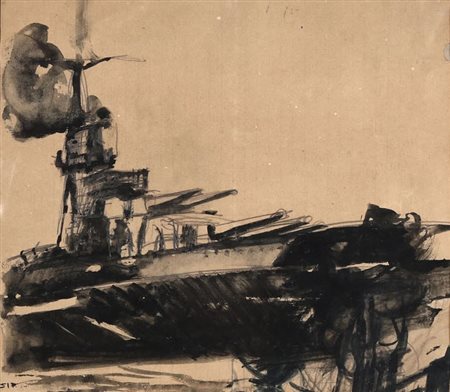 Mario Sironi (1885-1961), Studio per illustrazione - Nave da guerra, seconda metà degli anni ‘30