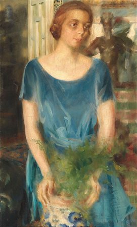 Giacomo Balla (1871-1958), Ritratto di signorina in celeste (la figlia del commendatore Dall’Oppio), 1922 ca