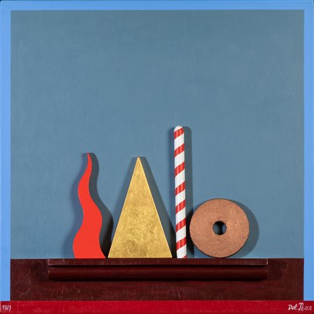 Lucio Del Pezzo (1933-2020), Mensola con oggetti, 1988