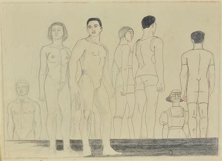 Jared French (1905 - 1988) SENZA TITOLO matita e pastelli su carta, cm 39,5x53