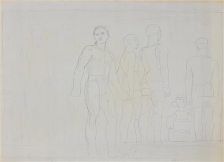 Jared French (1905 - 1988) SENZA TITOLO matita su carta, cm 40x53 sul retro:...