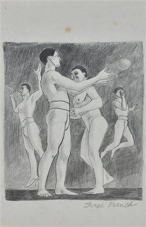 Jared French (1905 - 1988) SENZA TITOLO china e matita su carta, cm 27x17 firma