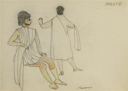 Mino Maccari (1898 - 1989) ORESTE matita e acquerello su carta, cm 50x70...