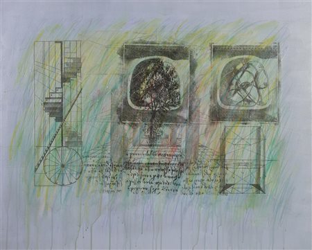 Noriaki Takahashi (1946) CITAZIONE II olio, collage e tecnica mista su tela,...