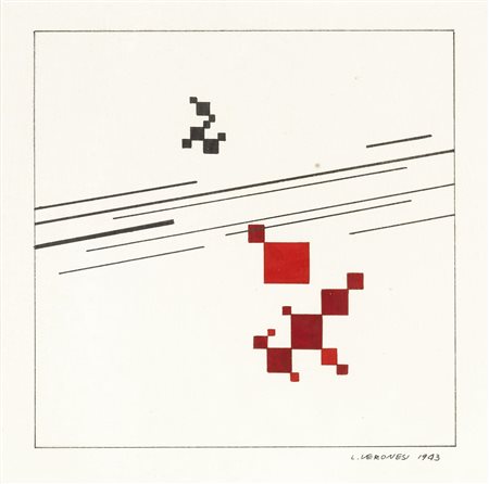 Luigi Veronesi (1908 - 1998) SENZA TITOLO china su carta, cm 27x21 firma e...
