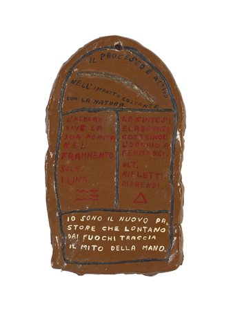 Ugo Carrega (1935 - 2014) SENZA TITOLO tecnica mista su argilla, cm 18x10