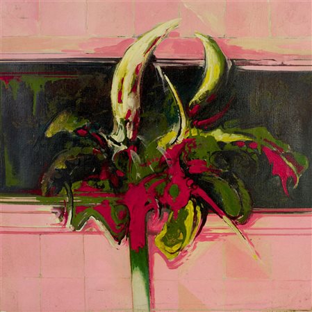Umberto Mariani (1936) FIORE olio su tela, cm 53x53 firma e data sul...