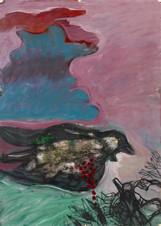 Luigi Guerricchio (1932 - 1996) IL CACCIATORE PENTITO olio e tecnica mista su...