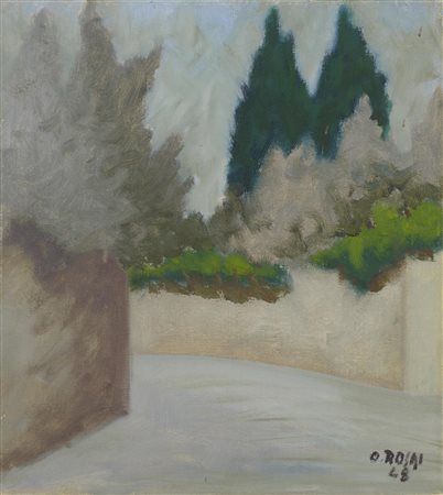 Ottone Rosai (1895 - 1957) VEDUTA olio su tela, cm 45x40 firma e data...