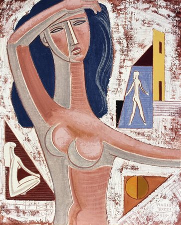 Mario Tozzi (1895 - 1979) IL BRACCIO SULLA FRONTE olio su tela, cm 65x54...