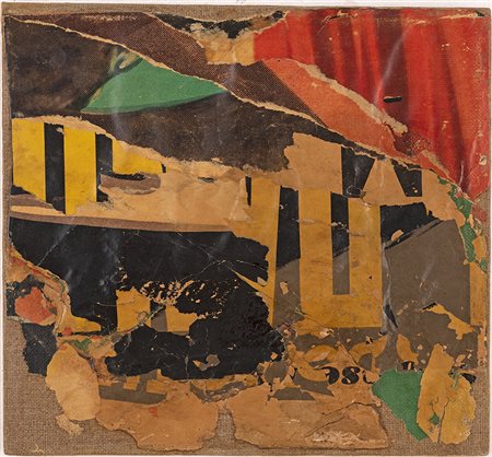 Mimmo Rotella (1918 - 2006) VARIAZIONE décollage su tela, cm 22,5x24 sul...