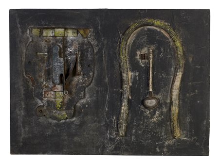 Gianfranco Baruchello (1924) DONNA/CHIAVE media diversi su legno, cm...