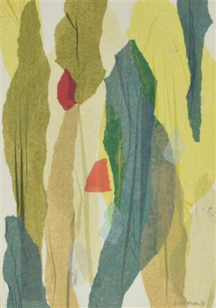 Luigi Veronesi (1908 - 1998) COMPOSIZIONE collage su carta, cm 21x14,5 firma...