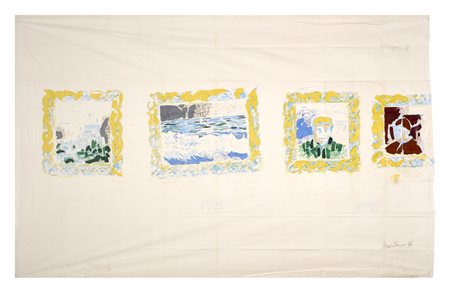 Aldo Mondino (1938 - 2005) SENZA TITOLO acrilico e matite su tela, cm 250x425...