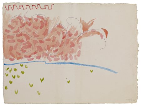 Giorgio Griffa (1936) SENZA TITOLO acquarello su cartone, cm 56x75 firma e...