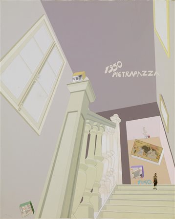 Luca Alinari (1943 - 2019) PIETRAPAZZA 1950 acrilico su tela, cm 100x80 sul...