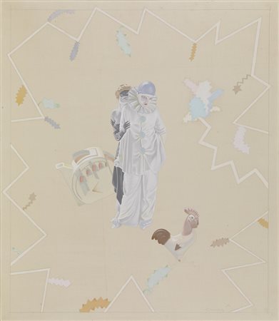 Luca Alinari (1943 - 2019) PIERROT acrilico su tela, cm 70x60 firma