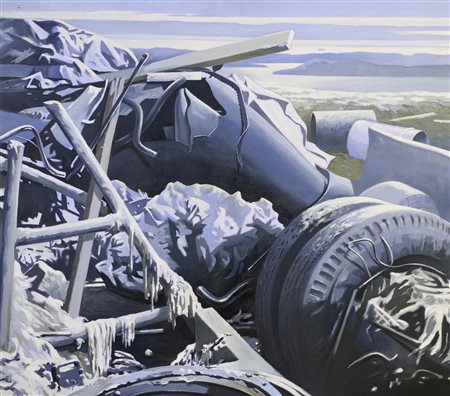 Gino Guida (1932 - 2017) VAJONT ANNO 0 olio e acrilico su tela, cm 114x128,5...