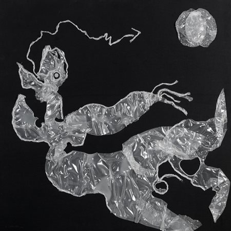 Angelo Canevari (1930 - 2014) LUNARE plastica su tela cm 90x90 firma e data...
