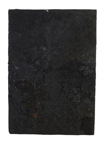 Paul Raguenes (1964) COMPOSIZIONE catrame su tela, cm 116x81 sul retro: firma...