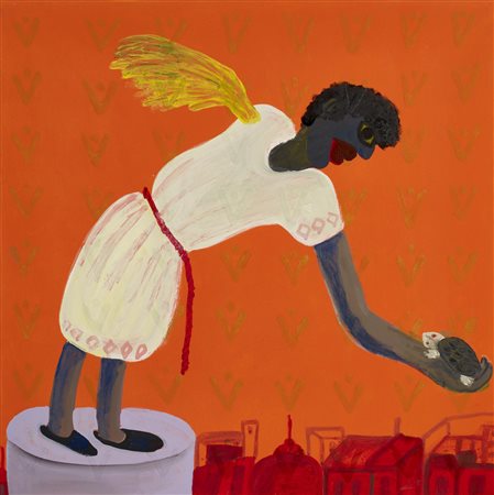 Hassan Fathi (1957) POLIFEMO IN OCCIDENTE acrilico su tela, cm 80x80 sul...