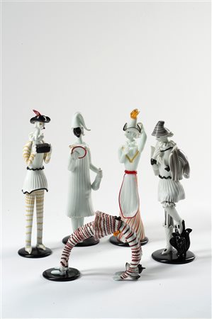 Fulvio Bianconi (Padova 1915-Milano 1996)  - 5 figures from the series Commedia dell'Arte, 1948 ca.