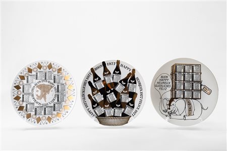 Piero Fornasetti (1913-1988)  - Set 3 calendar dishes, 1973, 1977, 1978