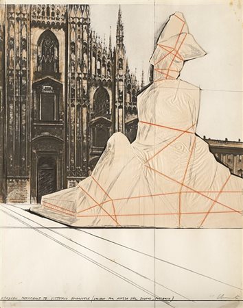 Christo "Wrapped Monument to Vittorio Emanuele, Project for Piazza del Duomo, Mi
