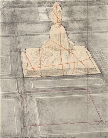 Christo "Wrapped Monument to Vittorio Emanuele, Project for Piazza del Duomo, Mi