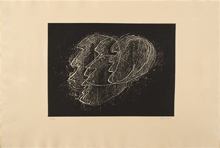 Jean Fautrier "Otages fond noir" 1947
acquaforte
cm 23,2x31,5 lastra; cm 37,5x55