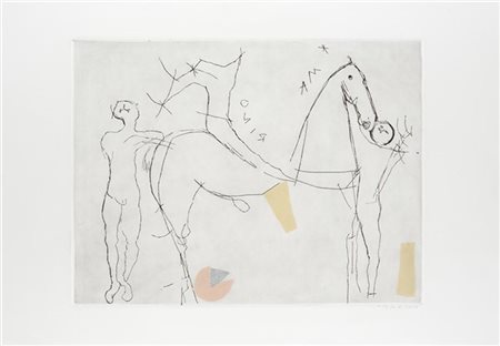 Marino Marini "Teatrino" 1973
acquaforte, puntasecca e acquatinta a colori - pro