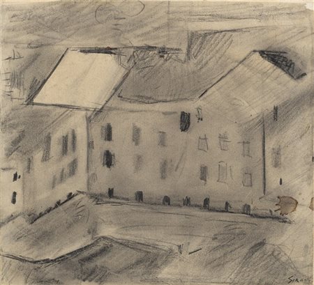 Mario Sironi "Case" seconda metà anni '20
matita su carta applicata su tela
cm 2