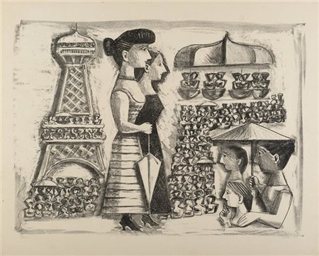 Massimo Campigli "Donne alla Torre Eiffel" 1952
litografia
cm 60x74
Firmata, dat