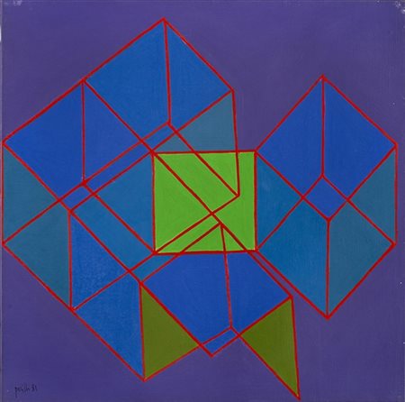 Achille Perilli "Una indicazione percentuale" 1981
olio su tela
cm 40x40
Firmato