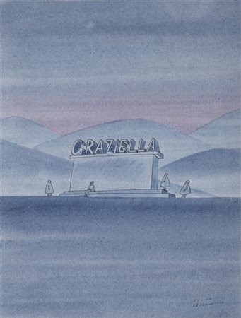 Jean-Michel Folon "Graziella" 1967
acquerello e tecnica mista su cartoncino
cm 2