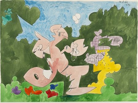 Valerio Adami "Senza titolo" 1964
tecnica mista su carta
cm 50x68
Siglato e data