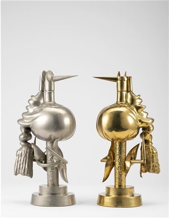 Wifredo Lam "Oiseau du fer & Oiseau de feu" 1970 circa
coppia di sculture in met