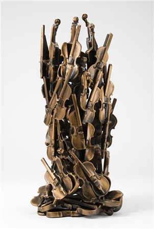 Arman "Baroquial" 1984
accumulazione di violini in bronzo patinato d'oro
cm 36x1