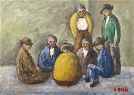 Ottone Rosai "Il gioco della toppa" 1956 circa
olio su masonite
cm 50x70
Firmato
